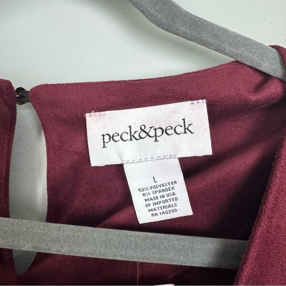 PECK & PECK | NEW! Burgundy Faux Suede Asymmetrical Tunic Top Women’s Size L - Picture 4 of 7